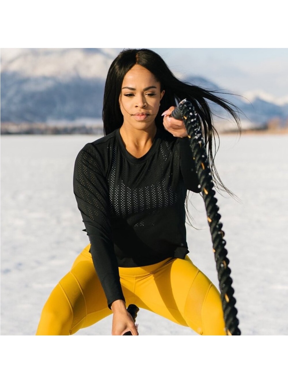ZYIA Black Long-Sleeve Crop Top Size L